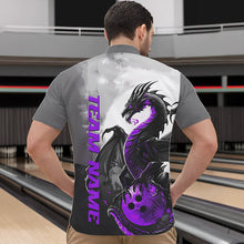 Load image into Gallery viewer, Black And Purple Custom Dragon Bowling Quarter-Zip Shirts For Men, Dragon Bowling Team Shirts IPHW8817