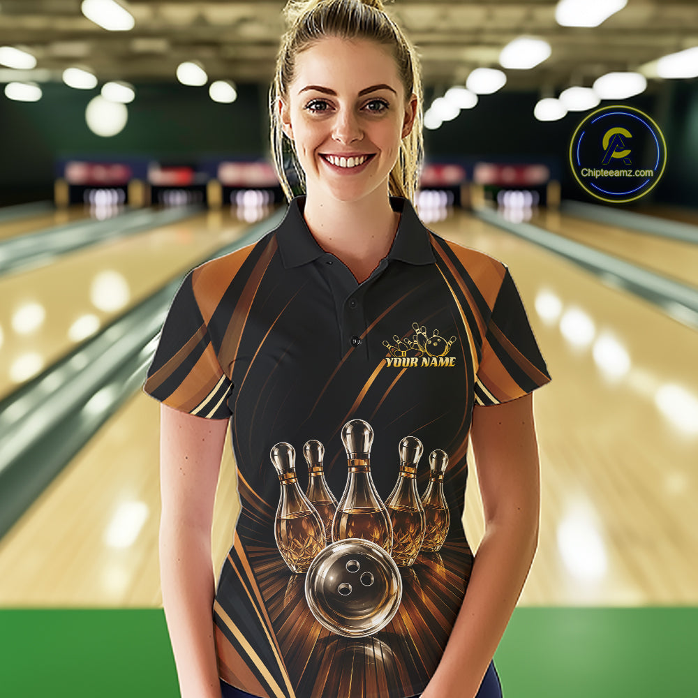 Custom Wine Bowling Women Polo Shirts, Wine Lovers Bowling Team Jersey IPHW11827