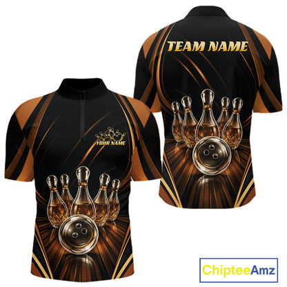 Custom Wine Bowling Men Quarter Zip Shirts, Wine Lovers Bowling Team Jersey IPHW11827