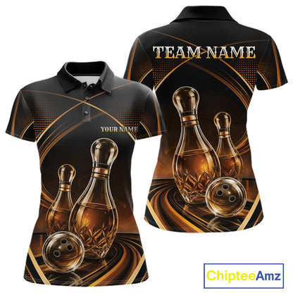 Custom Wine Bowling Women Polo Shirts, Wine Lovers Bowling Team Jersey IPHW11828