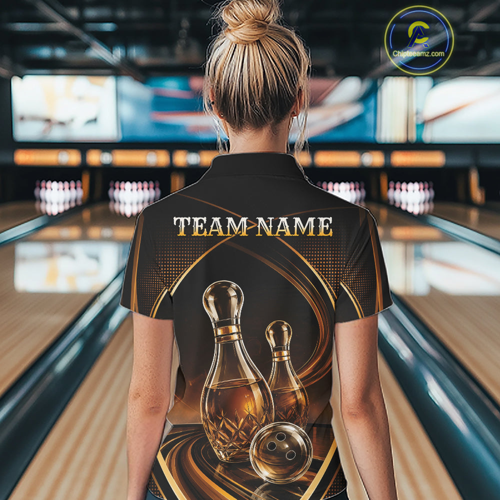 Custom Wine Bowling Women Polo Shirts, Wine Lovers Bowling Team Jersey IPHW11828