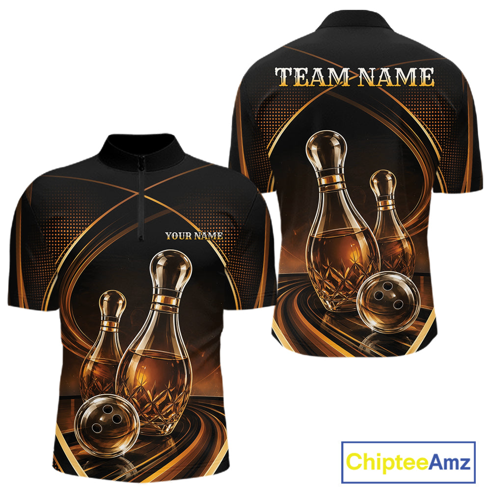 Custom Wine Bowling Men Quarter Zip Shirts, Wine Lovers Bowling Team Jersey IPHW11828