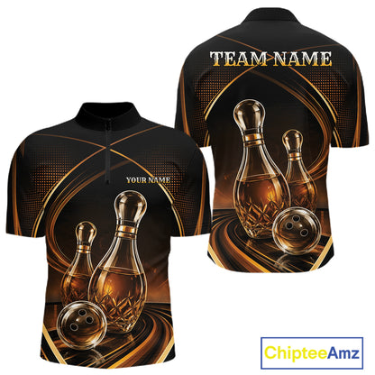 Custom Wine Bowling Men Quarter Zip Shirts, Wine Lovers Bowling Team Jersey IPHW11828