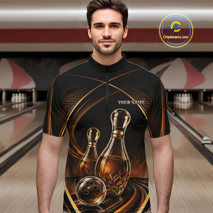 Custom Wine Bowling Men Quarter Zip Shirts, Wine Lovers Bowling Team Jersey IPHW11828