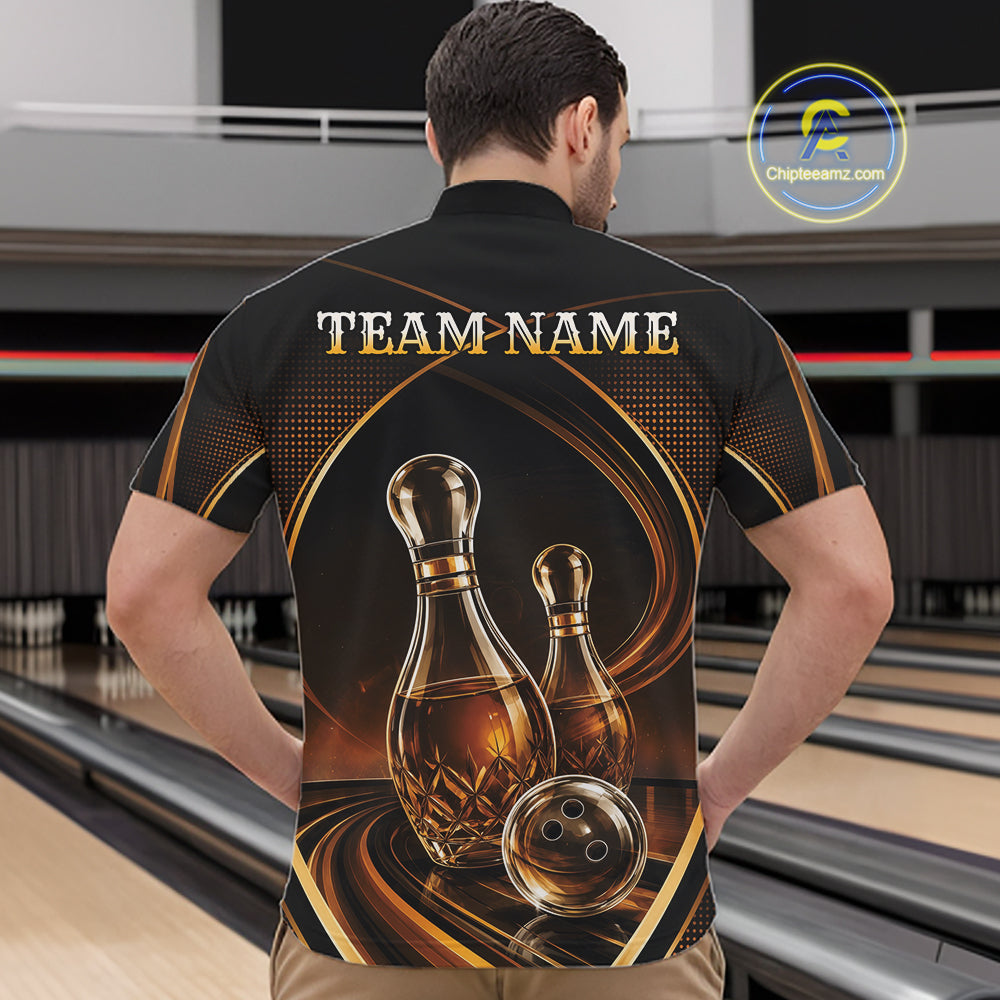 Custom Wine Bowling Men Quarter Zip Shirts, Wine Lovers Bowling Team Jersey IPHW11828