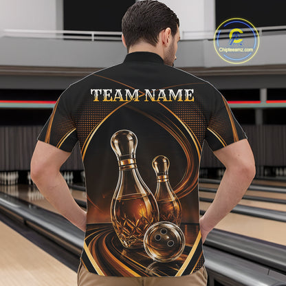 Custom Wine Bowling Men Quarter Zip Shirts, Wine Lovers Bowling Team Jersey IPHW11828