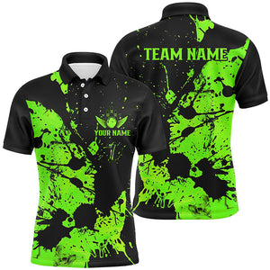 Black And Green Splash Custom Bowling Team Shirts For Men And Women, Bowlers Outfits IPHW7372