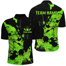 Load image into Gallery viewer, Black And Green Splash Custom Bowling Team Shirts For Men And Women, Bowlers Outfits IPHW7372