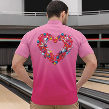 Load image into Gallery viewer, Pink Bowling Heart Custom Valentines Bowling Quarter-Zip Shirts For Men, Bowling Couple Shirt IPHW8338