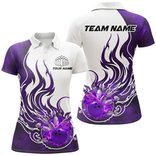 Load image into Gallery viewer, Custom Purple Flame Bowling Shirts For Women, Galaxy Bowling Team Shirts Bowling Uniform IPHW7086