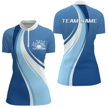 Load image into Gallery viewer, White And Blue Custom Bowling Team Shirts For Women, Bowling League Shirt Bowlers Uniform IPHW7916