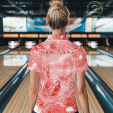 Load image into Gallery viewer, Custom Elegant Red Roses And Butterfly Women Bowling Polo Shirts, Ladies Outfit IPHW10936