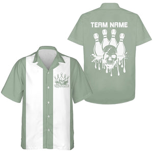 Custom Hawaiian Vintage Bowling Shirts For Men And Women, Skull Tattoo Retro Bowling Shirt For Bowling Team IPHW6595