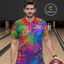 Load image into Gallery viewer, Custom Colorful Bowling Polo Shirts For Men, Pride Colors Outfit Bowling Men'S Shirts IPHW6788