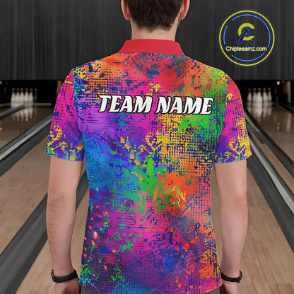 Custom Colorful Bowling Polo Shirts For Men, Pride Colors Outfit Bowling Men'S Shirts IPHW6788