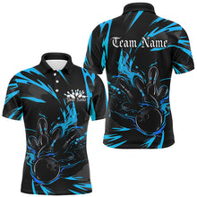 Load image into Gallery viewer, Black And Blue Custom Flame Bowling Shirts For Men, Bowling Team Shirt Bowling Uniform Outfit IPHW7401