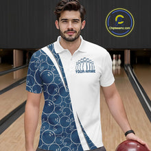 Load image into Gallery viewer, Black And Navy Blue Custom Retro Bowling Shirts For Men, Classic Vintage Bowling Team Shirt IPHW7413