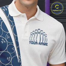 Load image into Gallery viewer, Black And Navy Blue Custom Retro Bowling Shirts For Men, Classic Vintage Bowling Team Shirt IPHW7413