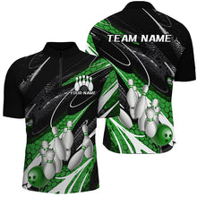 Load image into Gallery viewer, Black And Green Custom Bowling Shirts For Men, Bowling Tournament Bowling League Shirt For Team IPHW7701