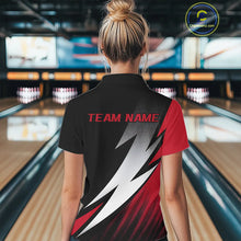 Load image into Gallery viewer, Black And Red Custom Bowling Jerseys, Bowling Team Shirts For Women Bowling Outfits IPHW7706