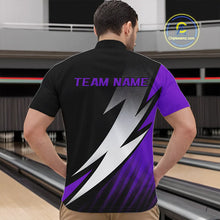 Load image into Gallery viewer, Black And Purple Custom Bowling Jerseys, Bowling Team Shirts For Men Bowling Tournament Outfits IPHW7707
