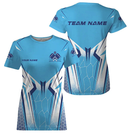 Custom Blue Pickleball T-Shirts For Women, Pickleball Tournament Team Shirt IPHW8124