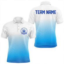 Load image into Gallery viewer, Custom Blue Bowling Team Polo Shirts For Men, Bowling Tournament Bowling League Shirt IPHW8538