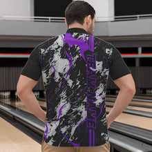 Load image into Gallery viewer, Custom Gray And Purple Strike Bowling Quarter-Zip Shirts For Men, Bowling League Team Uniform IPHW8860