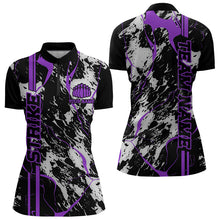Load image into Gallery viewer, Custom Gray And Purple Strike Bowling Womens Quarter-Zip Shirt, Bowling League Team Uniform IPHW8860