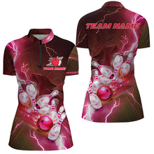 Load image into Gallery viewer, Lightning Strike Custom Red Bowling Polo Shirts, Bowling Team Jerseys For Men IPHW5221