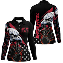 Load image into Gallery viewer, American Flag Eagle Custom Patriotic US Flame Bowling Shirts For Women, Bowling Team Uniform IPHW7923