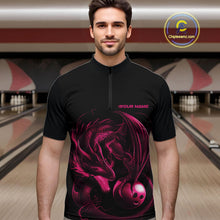 Load image into Gallery viewer, Custom Black And Pink Dragon Bowling Shirts, Bowling League Shirt Dragon Men Jersey IPHW10703