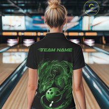 Load image into Gallery viewer, Custom Black And Green Dragon Bowling Shirts, Bowling League Shirt Dragon Women Jersey IPHW10705