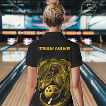 Load image into Gallery viewer, Custom Black And Yellow Dragon Bowling Shirts, Bowling League Shirt Dragon Women Jersey IPHW10706