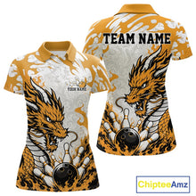 Load image into Gallery viewer, Polo shirt with dragon design and customizable text on a white background