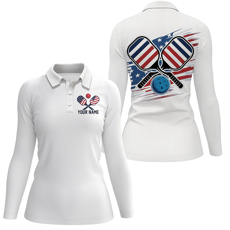 American Flag Patriotic Custom Pickleball Polo Shirts for women, Pickleball Outfits IPHW6919