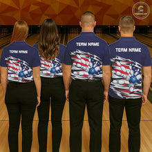 Load image into Gallery viewer, Custom Patriotic Bowling Shirts For Men, US Bowling League Shirts Uniform | Navy IPHW7433