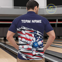 Load image into Gallery viewer, Custom Patriotic Bowling Shirts For Men, US Bowling League Shirts Uniform | Navy IPHW7433