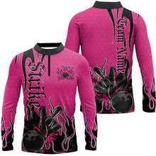 Load image into Gallery viewer, Black And Pink Custom Tribal Flame Bowling Shirts For Men, Bowling Team Shirt Bowler Jersey IPHW7943