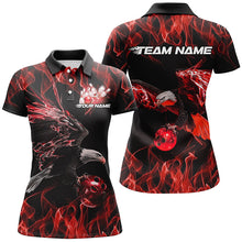 Load image into Gallery viewer, Red Flame Eagle Custom Bowling Team Shirts For Women, Fire Bowling League Shirt IPHW7949