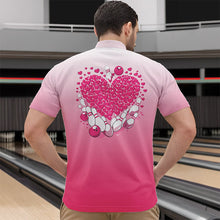 Load image into Gallery viewer, Custom Pink Bowling Heart Quarter-Zip Shirts For Men, Valentine Bowling Couple Outfits IPHW8361