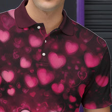 Load image into Gallery viewer, Black And Pink Heart Custom Valentines Bowling Polo Shirt For Men, Bowling Couple Outfit IPHW8365