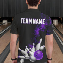Load image into Gallery viewer, Custom Purple Strike Bowling Polo Shirts For Men Bowling Team Jerseys Bowling League Shirts IPHW8879