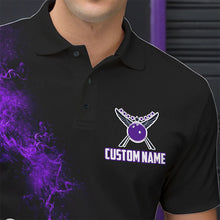 Load image into Gallery viewer, Custom Purple Strike Bowling Polo Shirts For Men Bowling Team Jerseys Bowling League Shirts IPHW8879
