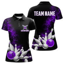 Load image into Gallery viewer, Custom Purple Strike Bowling Women Polo Shirts Bowling Team Jerseys Bowling League Shirts IPHW8879
