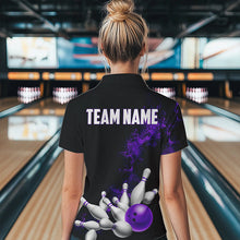 Load image into Gallery viewer, Custom Purple Strike Bowling Women Quarter-Zip Shirts Team Jerseys Bowling League Shirts IPHW8879