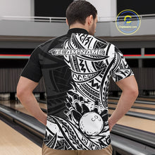 Load image into Gallery viewer, Custom Black And White Maori Style Koru Spiral Tribal Men Bowling Quarter-Zip Team Shirt IPHW10955