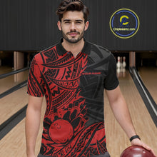 Load image into Gallery viewer, Custom Black And Red Maori Style Koru Spiral Tribal Men Bowling Polo Team Shirt IPHW10956