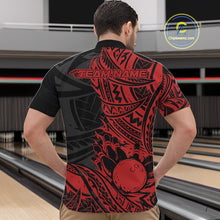 Load image into Gallery viewer, Custom Black And Red Maori Style Koru Spiral Tribal Men Bowling Quarter-Zip Team Shirt IPHW10956
