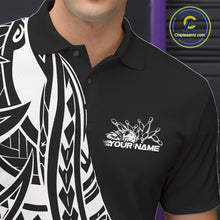 Load image into Gallery viewer, Custom Black And White Maori Style Koru Spiral Tribal Men Bowling Polo Team Shirt IPHW10960